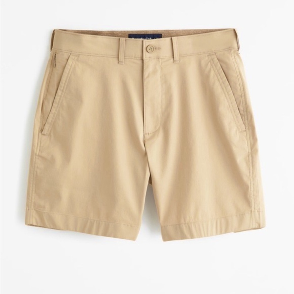 Abercrombie & Fitch Men’s Classic Epic Flex Khaki Flat Front Shorts Size 28 NWT